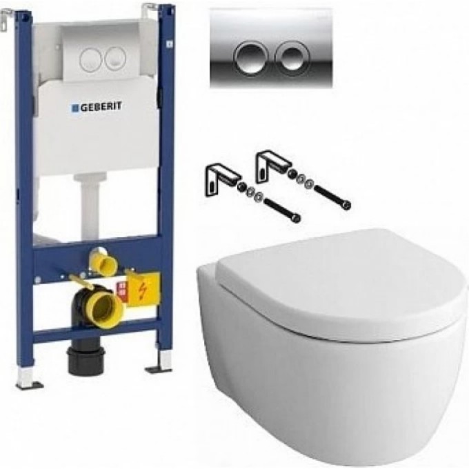 Комплект подвесного унитаза GEBERIT ICON 204060000 с инсталляцией DUOFIX DELTA 458.124.21.1 и сиденьем ICON 574130000 2040600001 Комплект подвесного унитаза GEBERIT ICON 204060000 с инсталляцией DUOFIX DELTA 458.124.21.1 и сиденьем ICON 574130000 2040600001