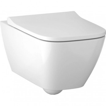 Унитаз подвесной GEBERIT SMYLE SQUARE 500.683.01.2 безободковый Rimfree® в комплекте с сиденьем с плавным закрыванием SoftClose